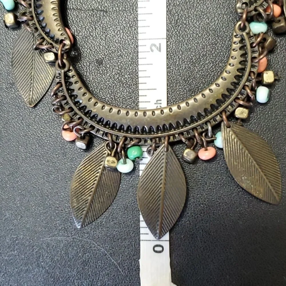 Bronze tone leaf necklace 22-24.5" - Picture 8 of 11